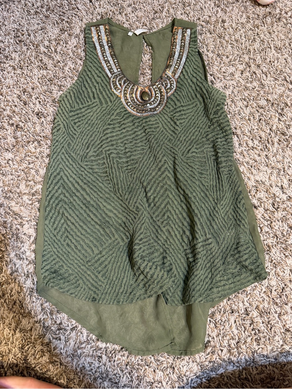 Women’s green studio y brand boho tank top. Size small